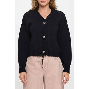 NEW RENEEC. thick knit long sleeve cardigan with buttons in black